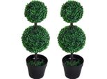 Set Di 2 Piante Artificiali Grandi 67 Cm Con 2 Palline, Albero Artificiale In Plastica In Vaso, Albero Artificiale Come Vero Per Soggiorno Camera Da Letto Ufficio Giardino Decorazione Moderna Regalo