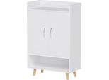Scarpiera, Scarpiera Con Ante E Ripiani, Per 12 Scarpe, Cassettiera Moderna, Scarpiera Per Corridoi E Ingressi, Legno Massiccio, 60 X 30 X 92 Cm, Bianco