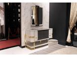Elegante Toletta In Legno Beige Con Specchio E Sgabello