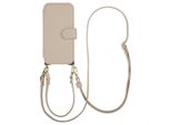 Custodia Iphone 13/Iphone 14 Custodia Protettiva Riva Bookcase Met Magsafe En Koord Faux Leather Beige Selencia
