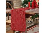 Inf Festivo Runner Da Tavola Albero Di Natale Con Accenti Dorati Per Decorazioni Natalizie Rosso S