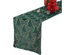 Inf Festivo Runner Da Tavola Albero Di Natale Con Accenti Dorati Per Decorazioni Natalizie Verde S