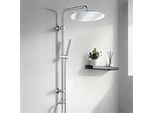 Sistema Doccia Joho In Acciaio Inox Senza Rubinetto, Doccia A Pioggia Cromata Set Doccia Con Supporto A Parete, Soffione Con Flessibile, Asta Doccia E Soffione, Rotondo D30 Cm