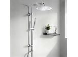 Set Doccia A Pioggia Joho Senza Rubinetto, Sistema Doccia In Acciaio Inox Cromato Con Soffione, Asta Doccia, Flessibile Doccia, Soffione Rotondo D25Cm
