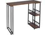 Woltu Bt25Hei Tavolo Da Bar Tavolo Da Bistrot Con 2 Ripiani, Tavolo Da Bar In Truciolato E Acciaio 120X50X105Cm, Rovere Chiaro