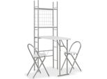 Vidaxl Set Da Sala Da Pranzo Pieghevole Con Portaoggetti Set Da Sala Da Pranzo 3 Pezzi In Acciaio Mdf Grigio