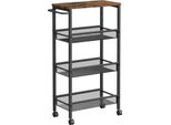 Vasagle Carrello 4 Livelli, Carrello Da Cucina Stretto, Ripiano A Nicchia Su Rotelle, Acciaio, Maniglia, Per Piccoli Ambienti, 22 X 45,5 X 77 Cm, Cucina, Bagno, Soggiorno