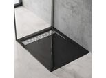 Doporro Piatto Doccia Con Piletta 80X100X5Cm, Piatto Doccia Xetro04 In Acrilico Incl. Piletta Di Scarico (AL02), Forma: Rettangolare, Nero