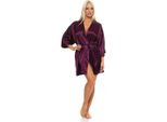 Vestaglia Da Donna A Kimono Corto In Raso; Viola Scuro Xl