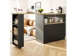 Abrihome Tavolo Da Bar Allungabile Tavolo Da Sala Da Pranzo Girevole A 360° Con Armadio Bancone Da Cucina - 90X45X100Cm, Nero