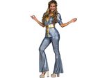 Costume Da Discoteca Anni '70 Per Donna Costume In Maschera Blu-Oro Lucido - M / L