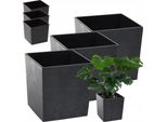 Set Di 3 Vasi Da Fiori Lamela | Juka | Con Inserto | Cemento Nero | 30 Cm