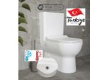 Viba | Wc Compatto Con Bidet - 80X37X62 Cm - Senza Bordo - Rubinetto Acqua Calda/Fredda - Sedile Con Chiusura Morbida