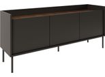 Selsey Tovi - Mobile Tv A 3 Ante, 140 Cm, Finitura Legno Nero/Noce