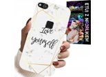 Custodia Per Huawei P10 Lite - Marmo Bianco Con Cornici Dorate Love You