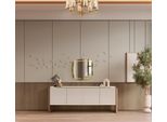 Consolle Con Specchio In Legno In Beige, Elegante Stile Classico
