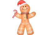 Fortuna Lai Omino Di Pan Di Zenzero Autogonfiabile, Incl. Ventilatore, Decorazione Natalizia 2,4 M Con Luci Led