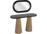 Tavolino Da Toilette In Legno Nero Con Specchio Moderno Ed Elegante
