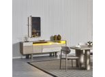 Elegante Consolle In Legno Beige Con Specchio Dal Design Raffinato
