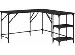 Scrivania Nera 139X139X75 Cm In Materiale Ligneo