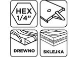 Punta Per Fresa Piatta Graphite, Punta Per Fresa Piatta Per Legno, Punta A Forchetta Per Legno Per La Lavorazione Di Legno E Compensato, Codolo Esagonale Hex Da 1/4", 14 X 152 Mm"