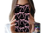 Custodia Per Huawei Y5P - Nastro Nero E Rosa Con Fiocchi