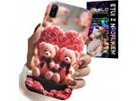 Custodia Per Huawei Y6 2019 - Rosa Orsetto Famiglia Cuore + Vetro