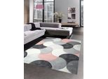 Tappeto Di Design Per Il Salotto Tappeto A Pelo Corto Rosa Grigio Dimensioni - 80 X 300 Cm