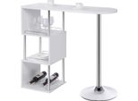 Woltu Tavolo Da Bar Tavolo Da Bistrot Bianco Con 3 Ripiani E Portabottiglie, Tavolo Da Cucina 113X40X105Cm In Mdf E Metallo, Bt22Ws