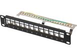 Pannello Patch Vuoto Ftp Lanberg 12 Porte 1U 10" Con Organizer Per Moduli Keystone Nero"