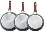Succebuy Set Di 3 Padelle (250 / 280 / 325 Mm), Robuste Padelle In Alluminio Con Rivestimento Antiaderente, Versatili Per Piani Di Cottura A Gas, Elettrici E A Induzione, Colore Grigio