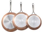 Succebuy Set Di 3 Padelle (20 / 27 / 30 Cm), Robuste Padelle In Alluminio Con Rivestimento Antiaderente, Pentole Versatili Per Piani Di Cottura A Gas, Elettrici E A Induzione, Grigio