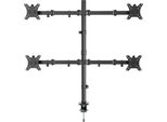 Gembird MA-D4-01 Adjustable Desk 4-Display Mounting Arm (Rotate. Tilt. Swivel). 13"-32"". Up To 10Kg Per Screen"