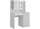 Vicco Tavolo Da Toeletta Sherry, 89.8 Cm 4 Parti, Bianco/Bianco Lucido