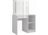 Vicco Tavolo Da Toeletta Sherry, 89.8 Cm Con Specchio Led, Bianco/Bianco Lucido