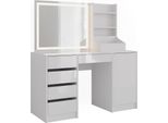 Vicco Tavolo Da Toeletta Sherry, 128.2 Cm 4 Parti, Bianco/Bianco Lucido