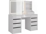 Vicco Tavolo Da Toeletta Sherry, 128.2 Cm 3 Parti, Bianco/Bianco Lucido