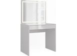 Vicco Tavolo Da Toeletta Sherry, 81.4 Cm Con Specchio Led, Bianco/Bianco Lucido