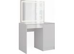 Vicco Tavolo Da Toeletta Sherry, 89.8 Cm Con Specchio Led, Bianco/Bianco Lucido