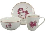 Set Da Pranzo Per Bambini Pony (Tazza, Ciotola, Piatto), Linea Rosa