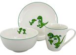 Set Da Pranzo Per Bambini Dino (Tazza, Ciotola, Piatto), Linea Verde