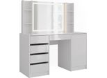 Vicco Tavolo Da Toeletta Sherry, 128.2 Cm 7 Parti, Bianco/Bianco Lucido