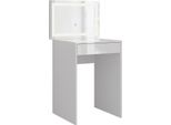 Vicco Tavolo Da Toeletta Sherry, 51.4 Cm Con Specchio Led, Bianco/Bianco Lucido