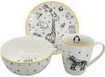 Set Da Pranzo Per Bambini Zoo (Tazza, Ciotola, Piatto), Linea Gialla