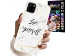 Custodia Per Huawei Y5P - Marmo Bianco Con Cornici Dorate Love You