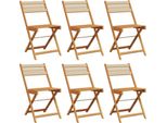 Vidaxl Sedie Da Giardino 6 Pz. Pieghevoli Beige Legno Massiccio Acacia