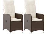 Vidaxl Poltrona Da Giardino Con Cuscino 2 Pz. Regolabile In Poly Rattan Marrone