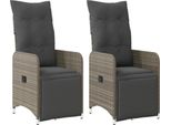 Vidaxl Poltrona Da Giardino Con Cuscino 2 Pz. Regolabile In Poly Rattan Grigio