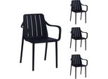 Set Di 4 Sedie Da Giardino Vortivo Nere - Impilabili, Resistenti Alle Intemperie, Ai Raggi Uv E Fino A 200 Kg. Per Balcone, Terrazza, Giardino E Sala Da Pranzo.