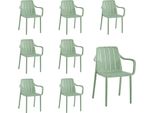 Set Di 8 Sedie Da Giardino Vortivo Verdi - Impilabili, Resistenti Alle Intemperie, Ai Raggi Uv E Fino A 200 Kg. Per Balcone, Terrazza, Giardino E Sala Da Pranzo.